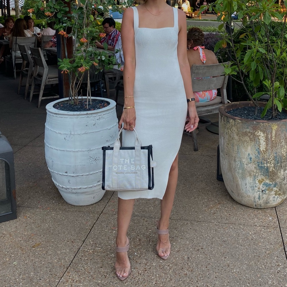Knit square neck midi dress